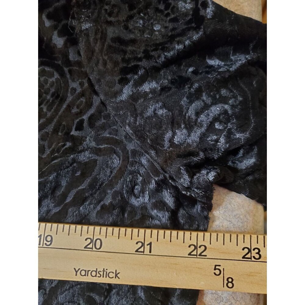 Jara Black Burnout Velvet Floral Cardigan Size 1XL 3/4 Flutter Sleeve Romantic - Picture 8 of 10